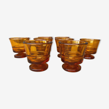 Set of 8 shells in amber glass duralex