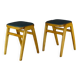 2 Mid-century green vinyl stools with compass legs from the 1960s.