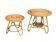 Pair of tripod coffee tables in rattan from the 1950s.
