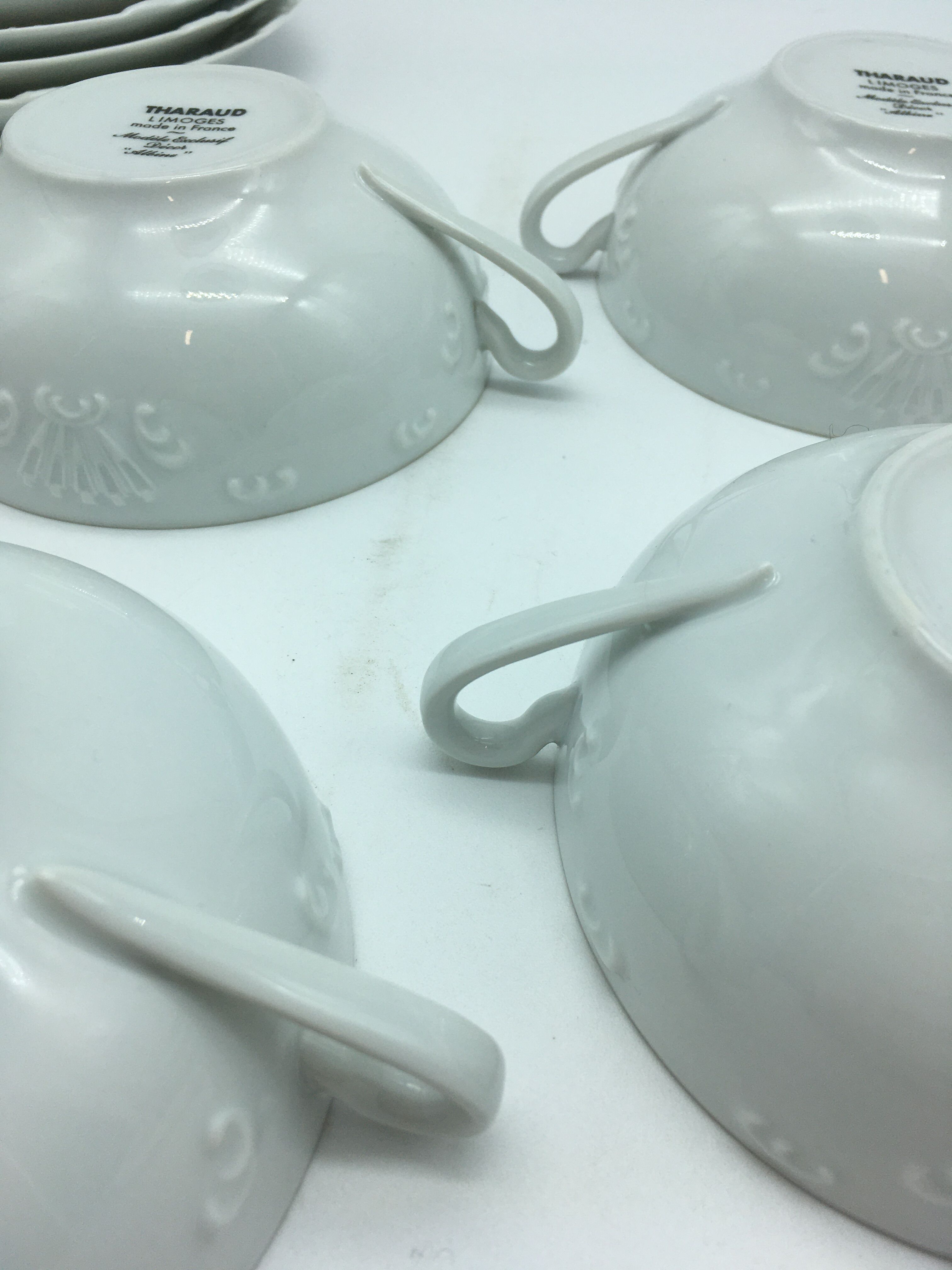 4 broth bowls in taraud limoges porcelain.