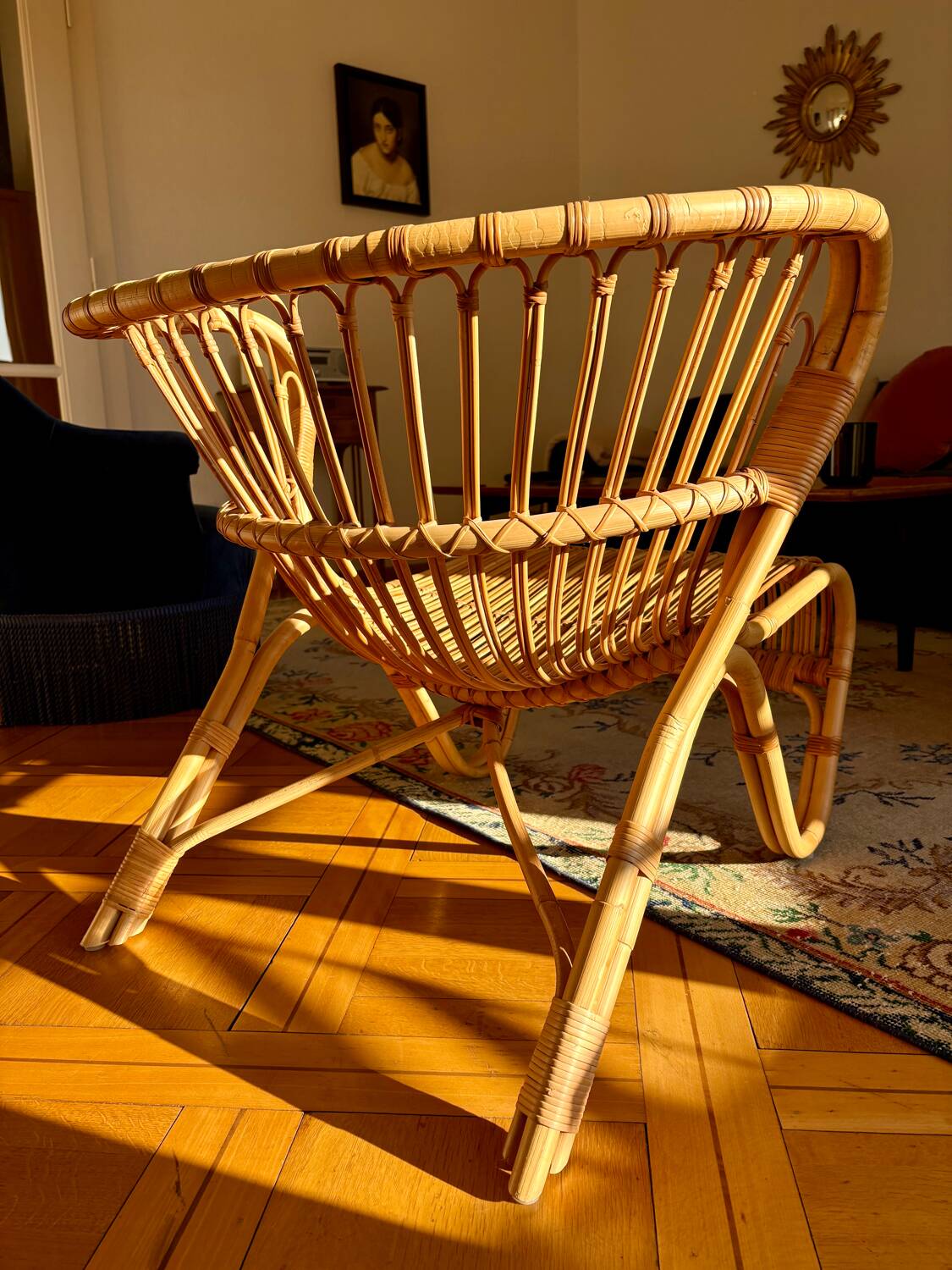 Fauteuil en rotin design danois
