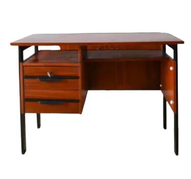 Scandinavian desk in black metal oak veneer, Modernist Design, 1960