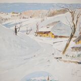 René leverd: switzerland, carriage ride in lagnau, original signed watercolor