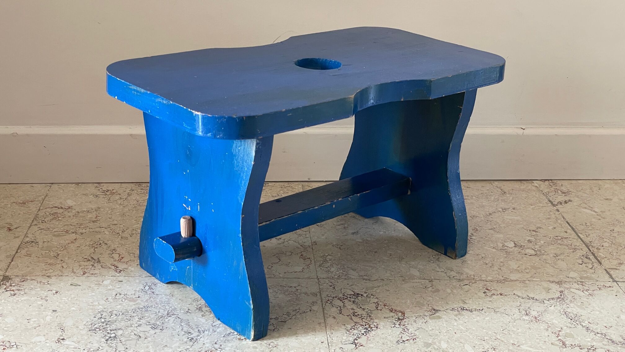 Vintage stool blue electric