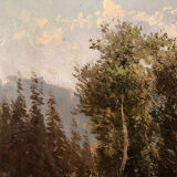 Emile Godchaux (1860-1938), signed mountain landscape oil on canvas, framed