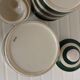 Paire de pots collector anglais Cornishware rayures vertes années 60