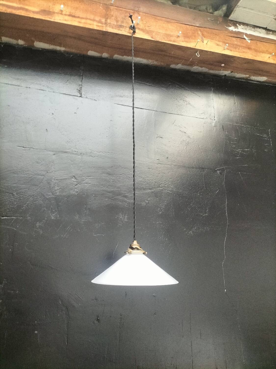 Opaline cone pendant light