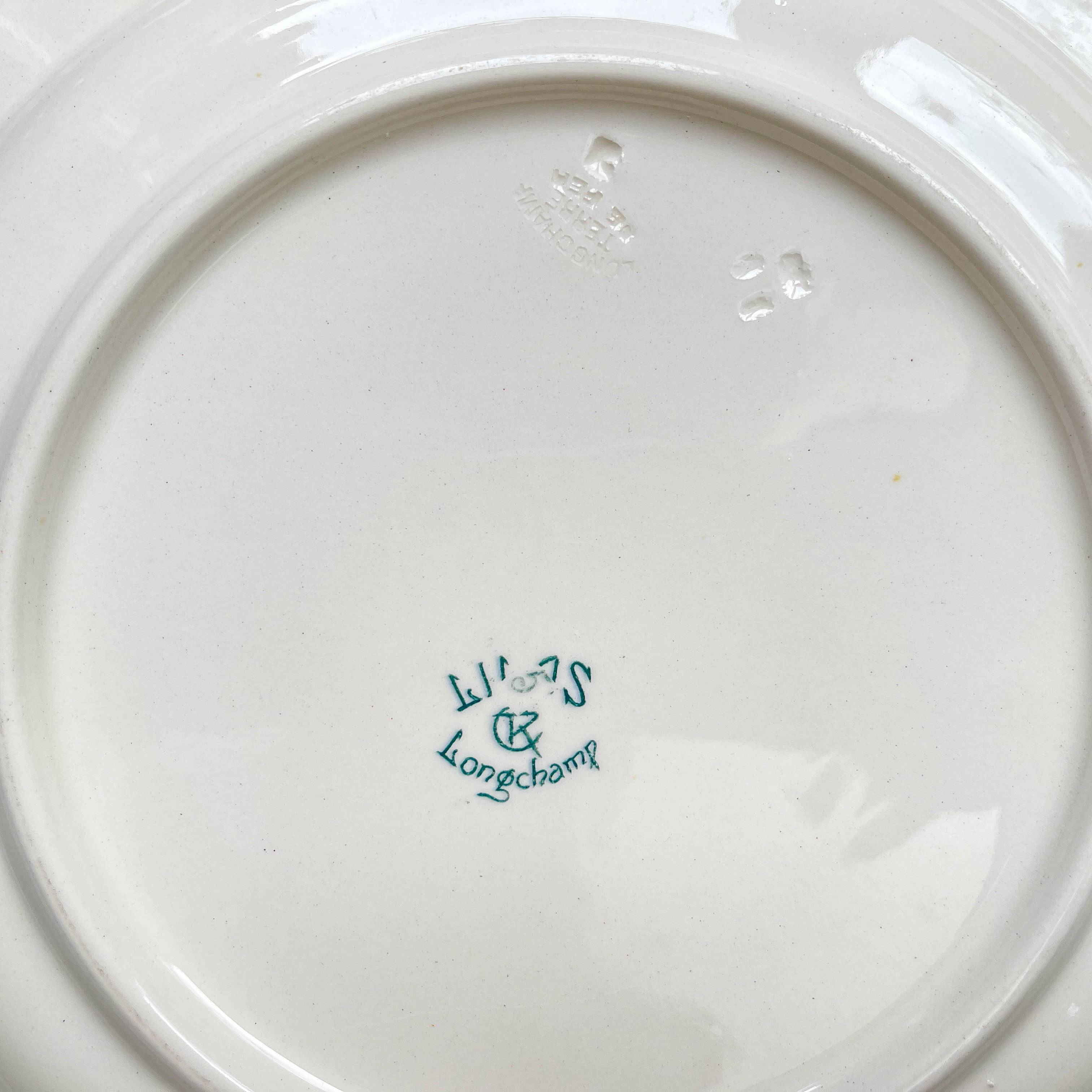 Antique round dish from Terre de Fer "Lilac" – Longchamp 19th century