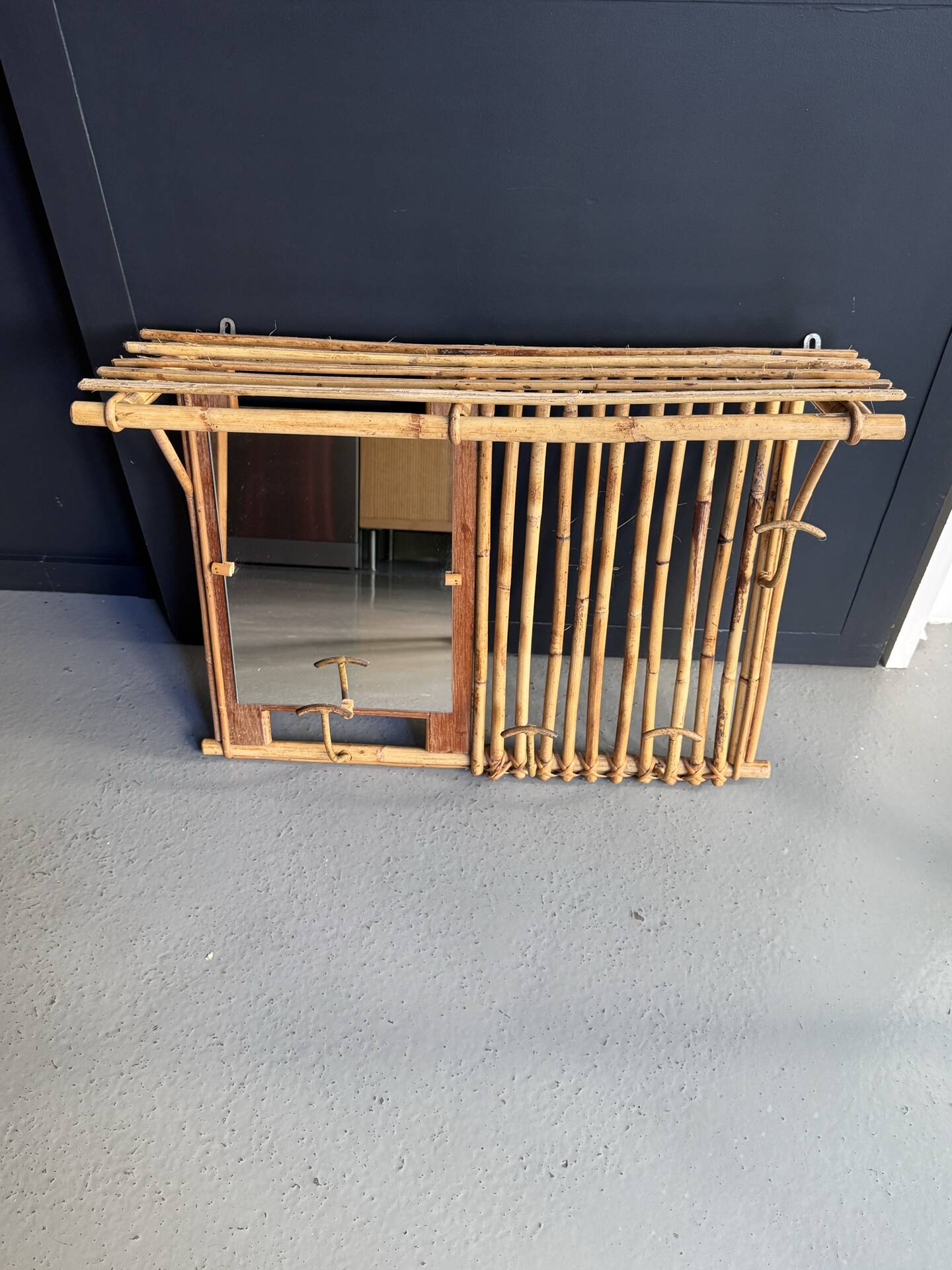 Wall-mounted bamboo coat rack