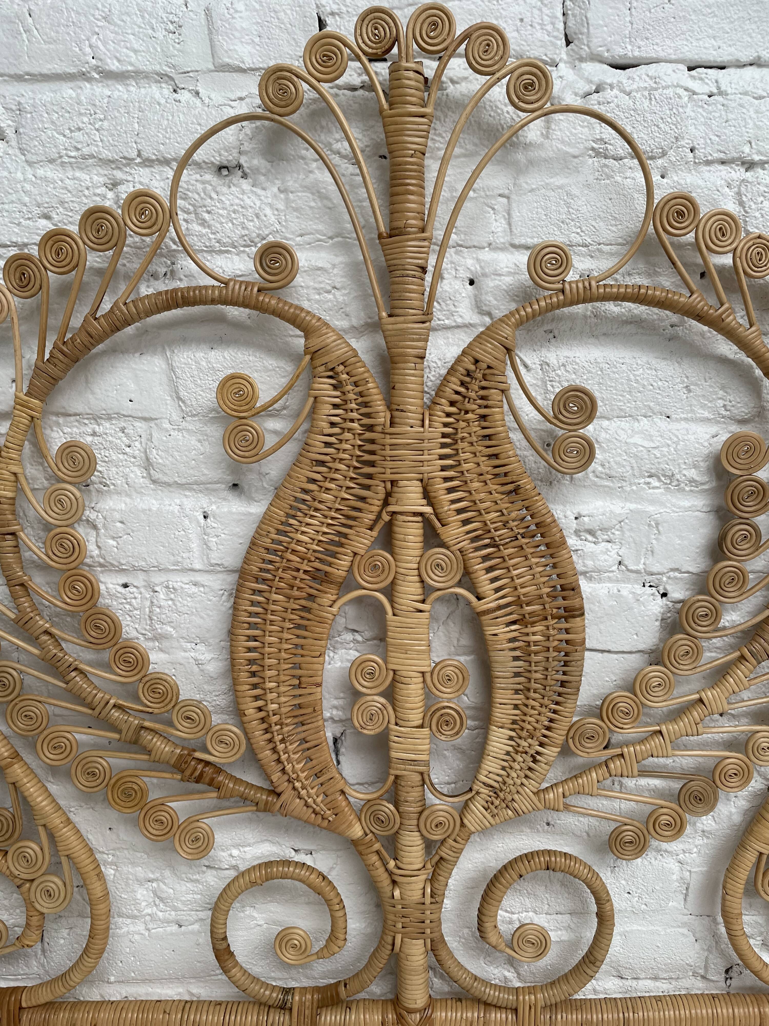 Peacock style rattan headboard