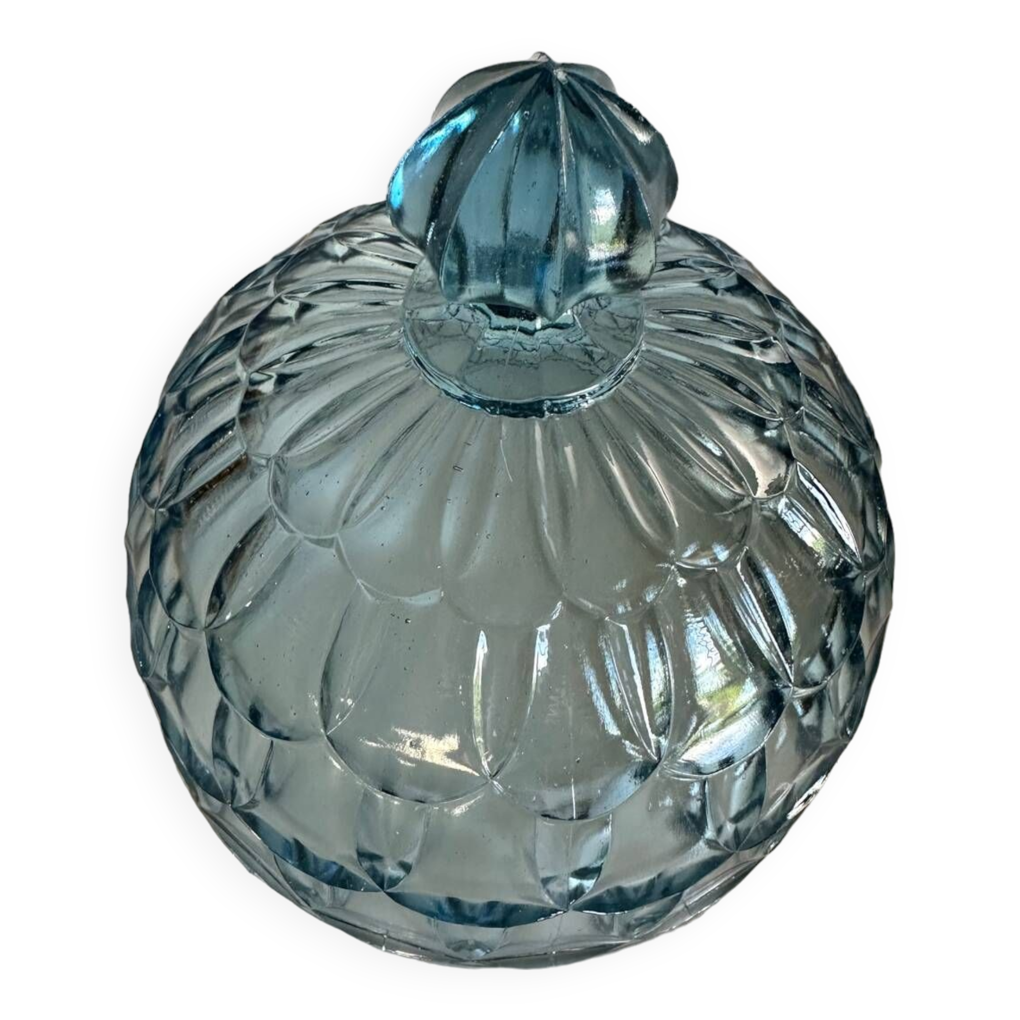 Sublime cloche de verre vintage bleu
