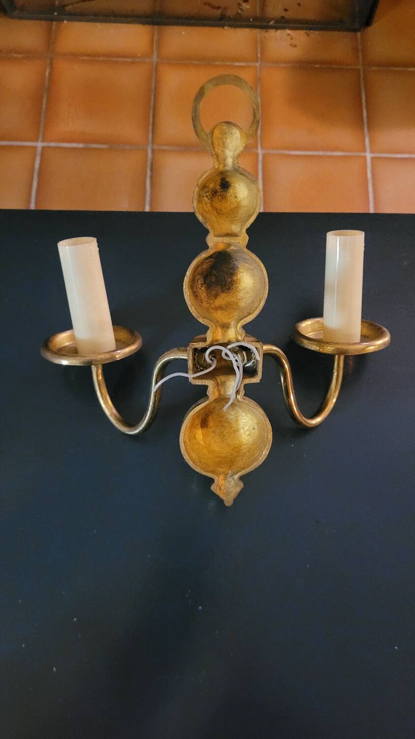 Pair of brass wall lights
