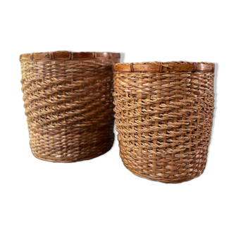 2 paniers en rotin vintage