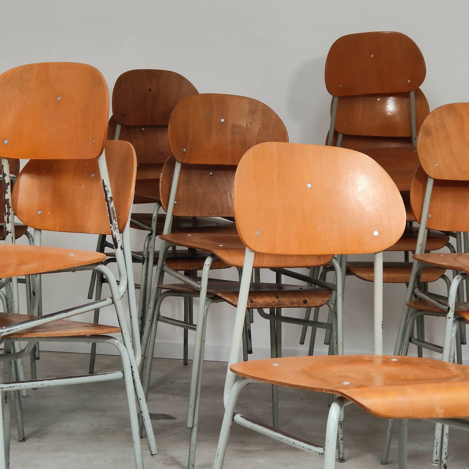 Lot of 24 chairs school chairs industrial style ex Czechoslovakia 1950