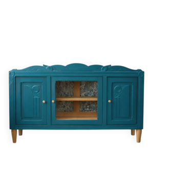 Renovated antique sideboard – Petrol blue V33 – Vintage / Art Deco style