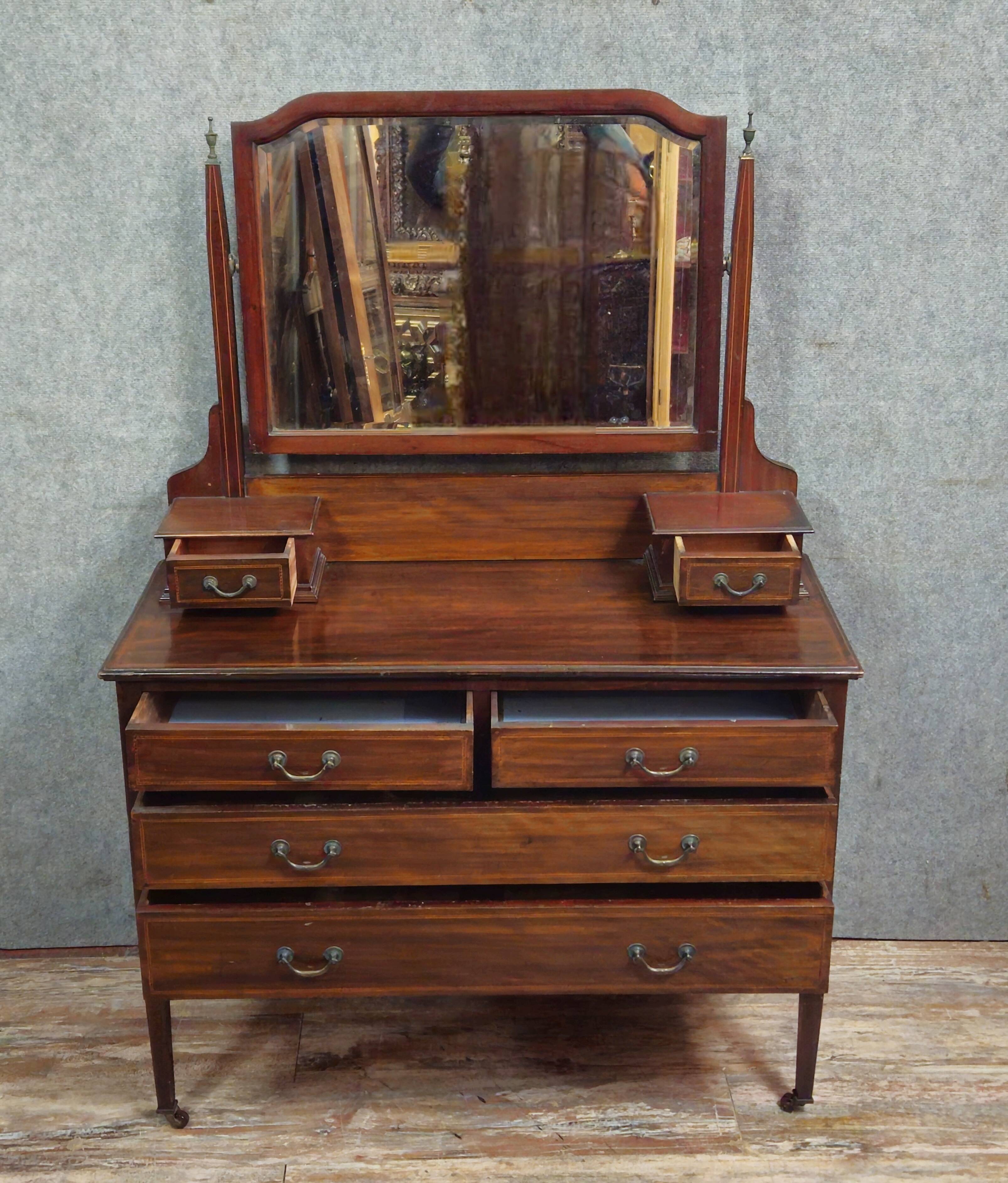 English Napoleon III psyche commode – mahogany – Elegant and functional