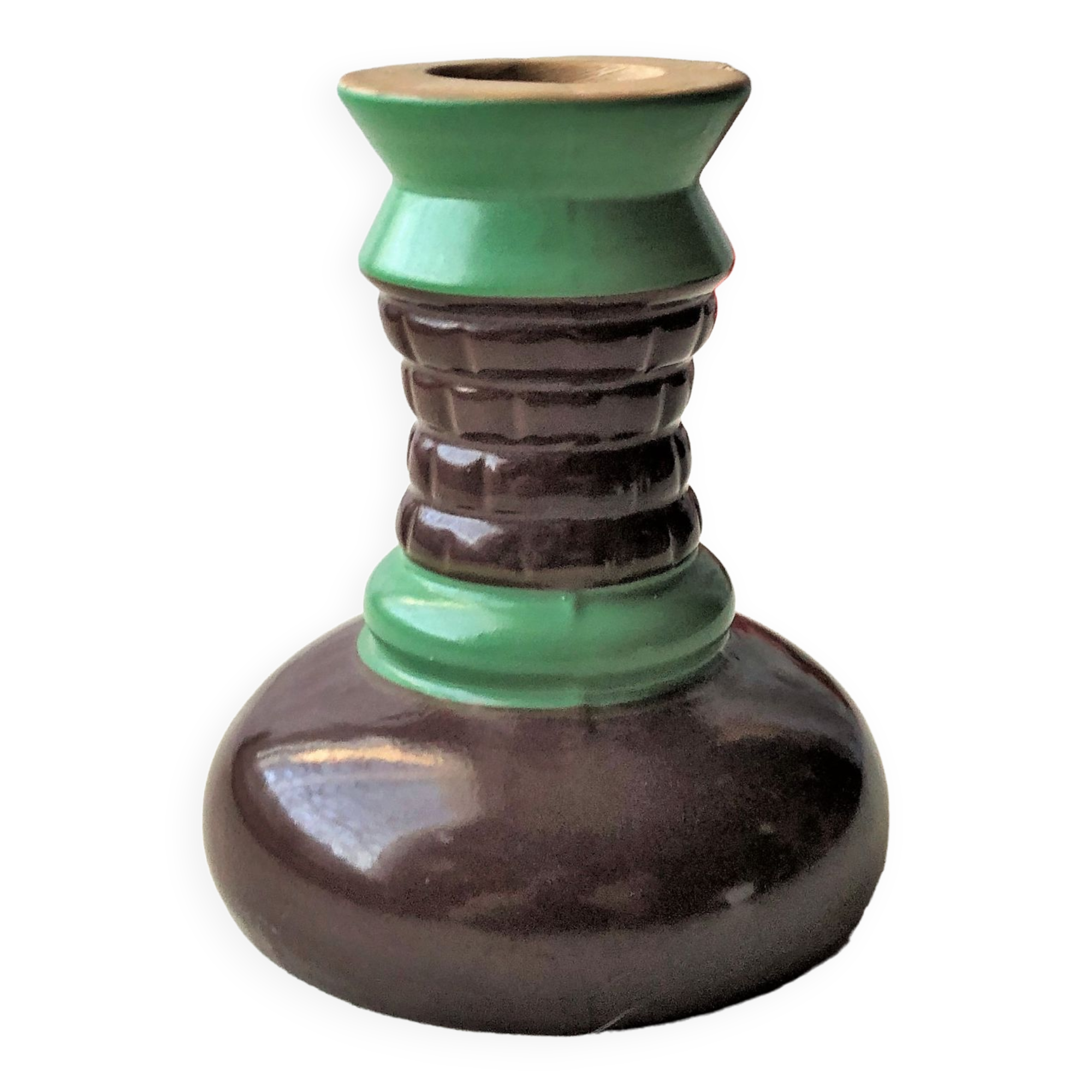 Handmade glazed ceramic candle holder