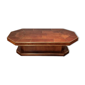 Table basse en cuir marron - 1975