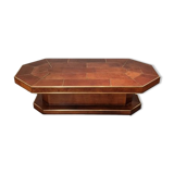 Brown leather coffee table with brass details, France, 1975