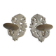 Pair of cerused wood and iron wall lights