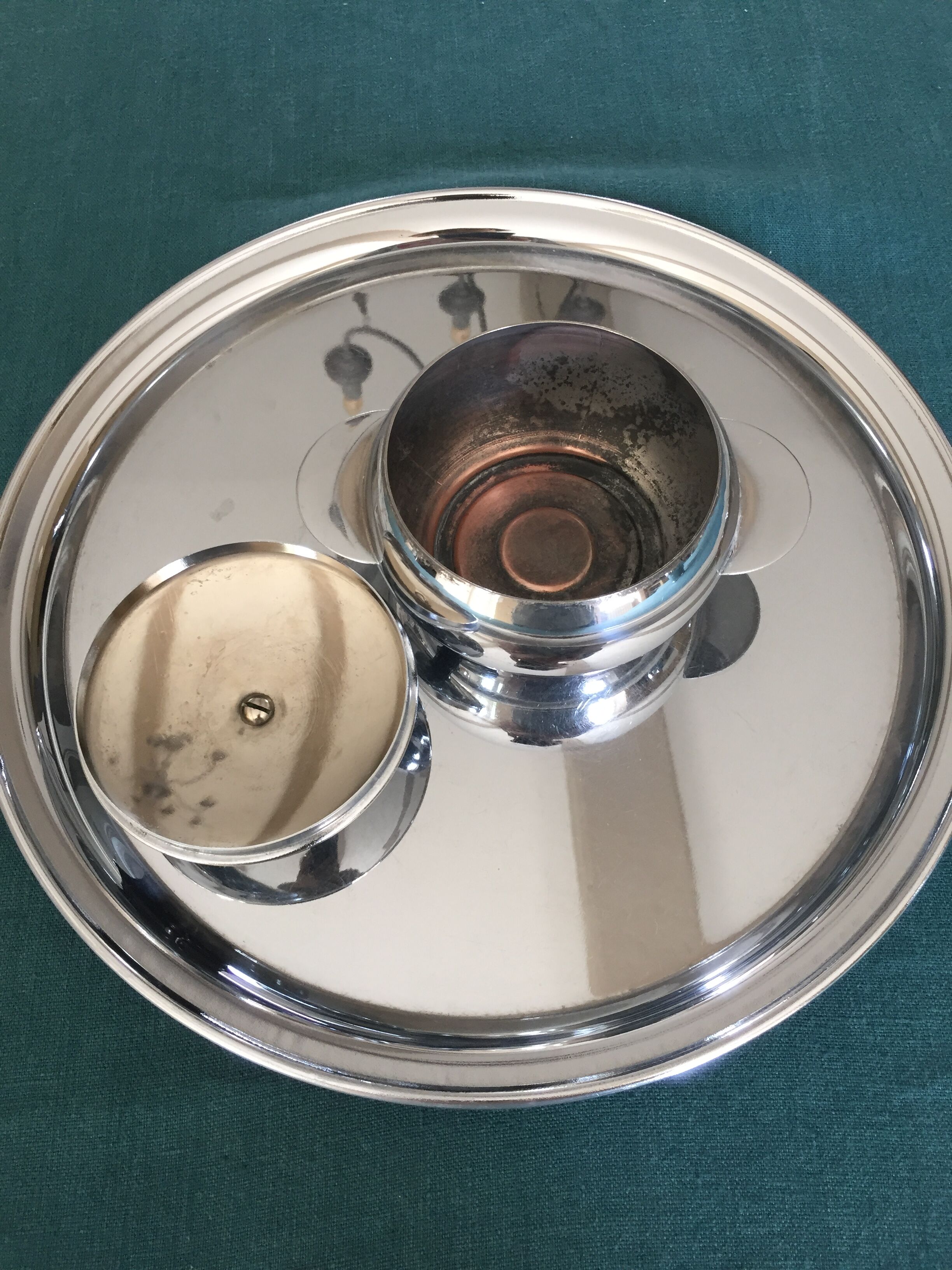Tea service or coffee in chromed copper with tray year 70