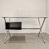 Chrome desk, glass and wood by Franco Albini for Knoll International.