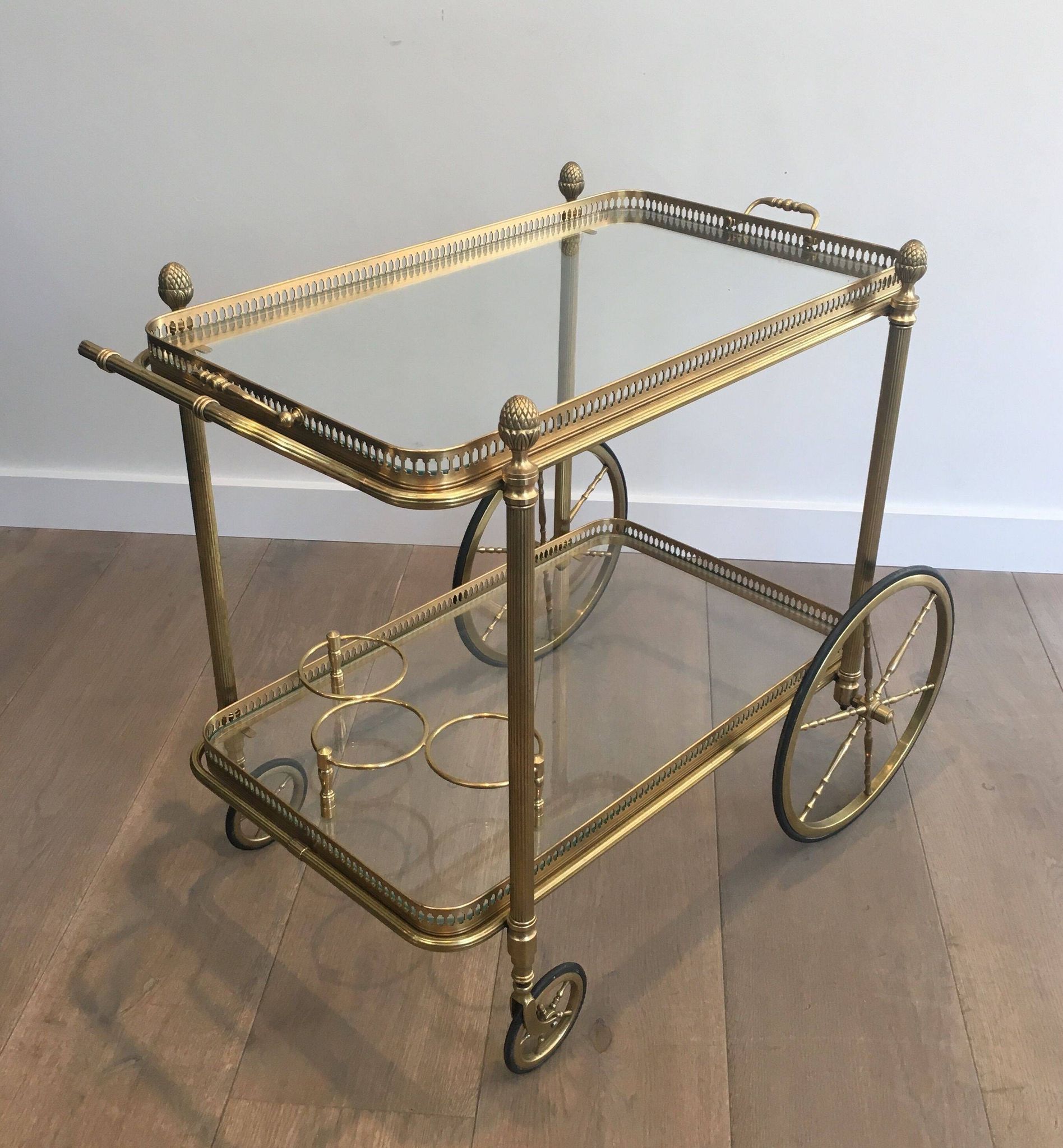 Neoclassical brass rolling table from Maison Baguès