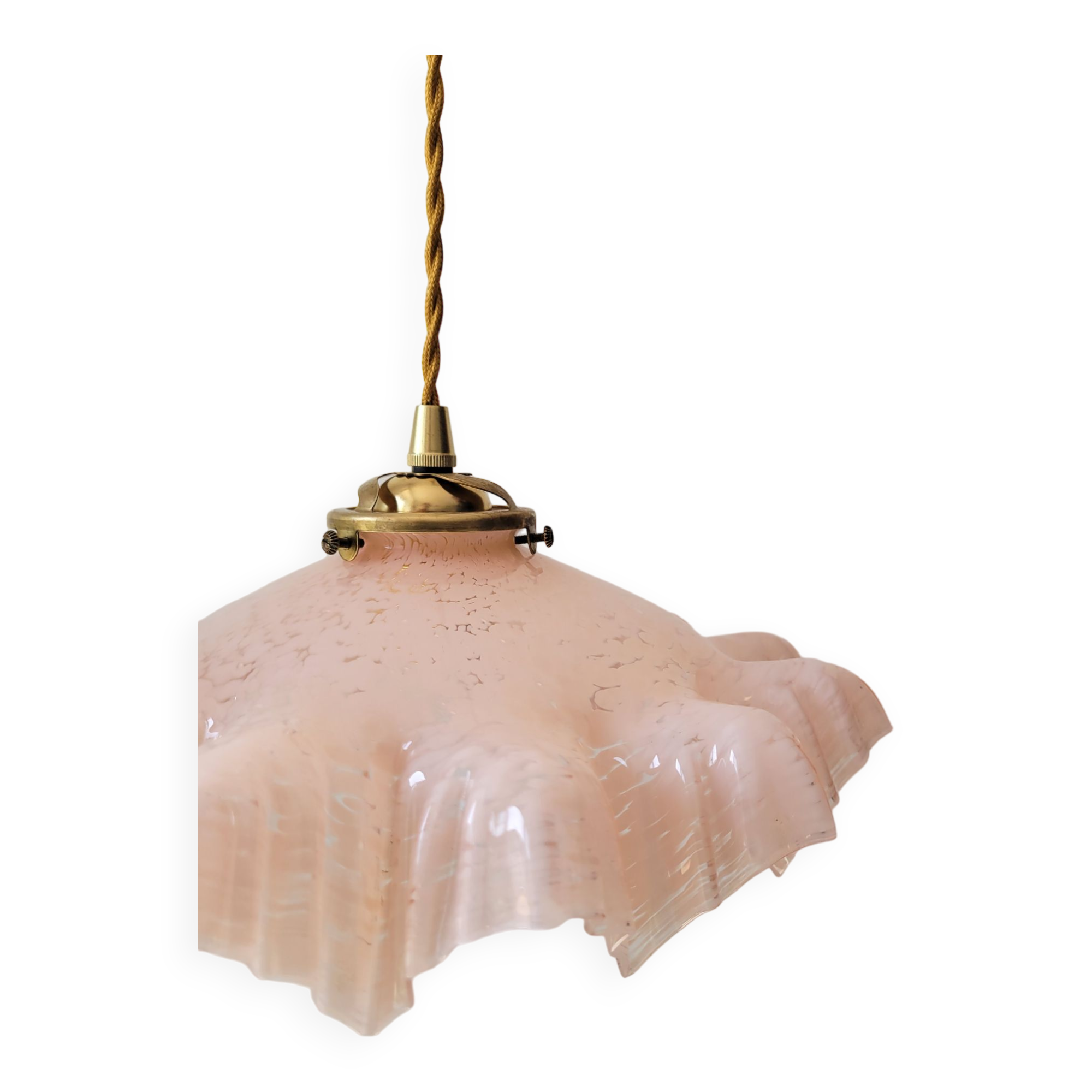 Suspension en verre de Clichy rose