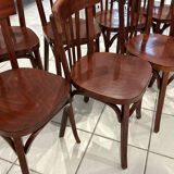 Set of 10 vintage bistro chairs from the 1970s.