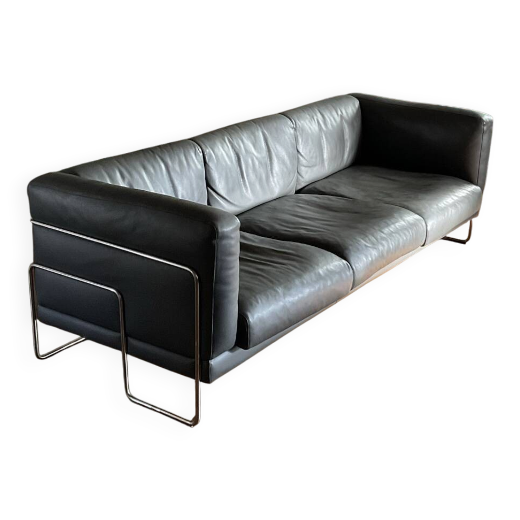 3-seater leather sofa Pen Club by Kwok Hoï Chan Steiner