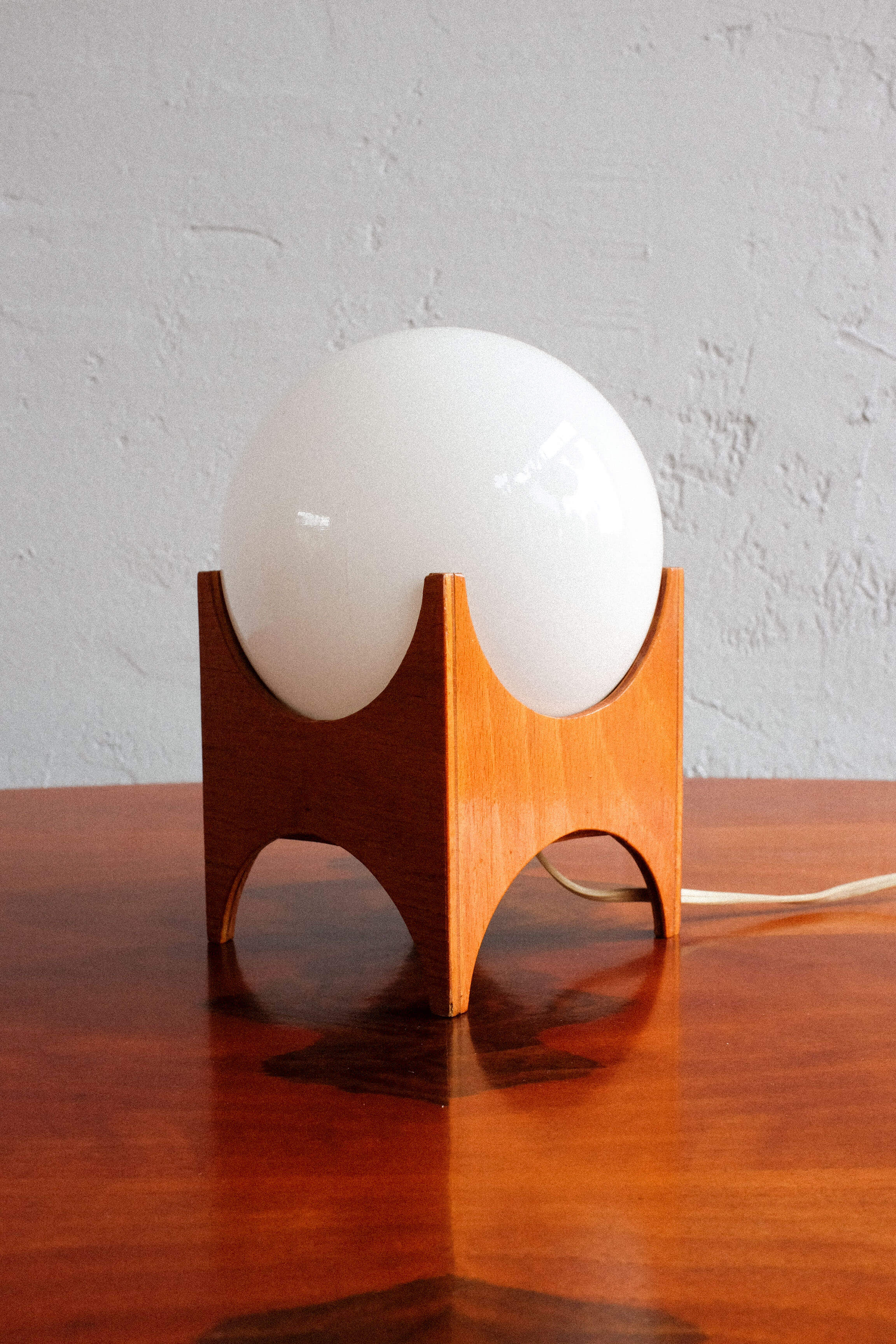 Glass & wood table lamp, Czechoslovakia, 1960s