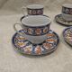 6 cups and 6 saucers, Christofle porcelain, Oceana Ginkgo blue pattern