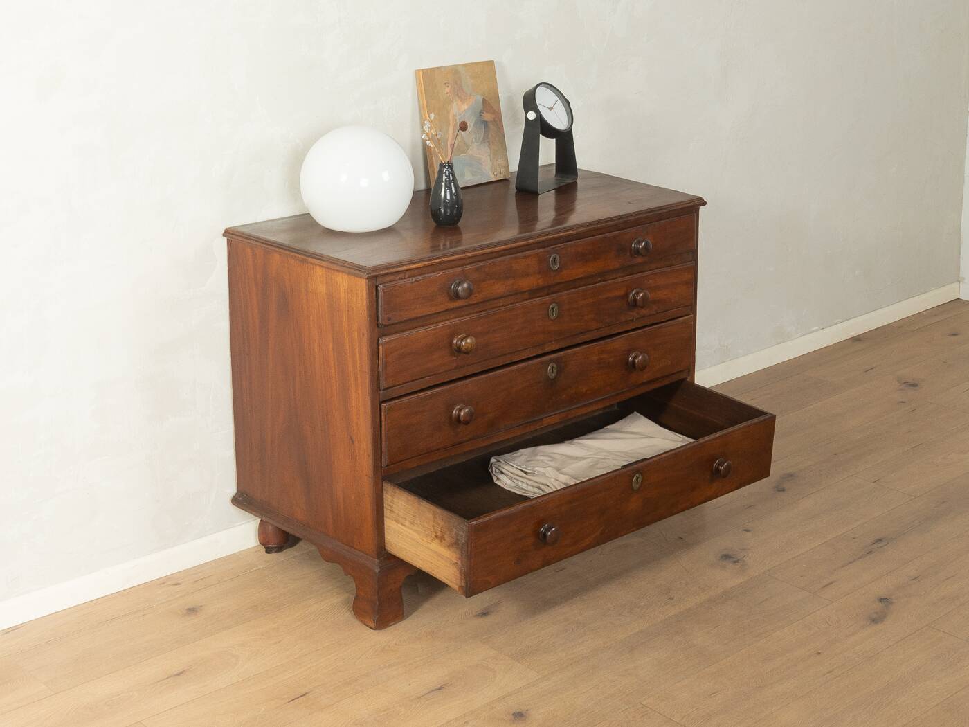 Commode en lin de l'ère victorienne vers 1840, vintage