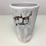 Vase céramique décor pariétal, années 50 signée yurtsua