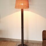 Wooden column floor lamp by Charles Dudouyt, 1940s