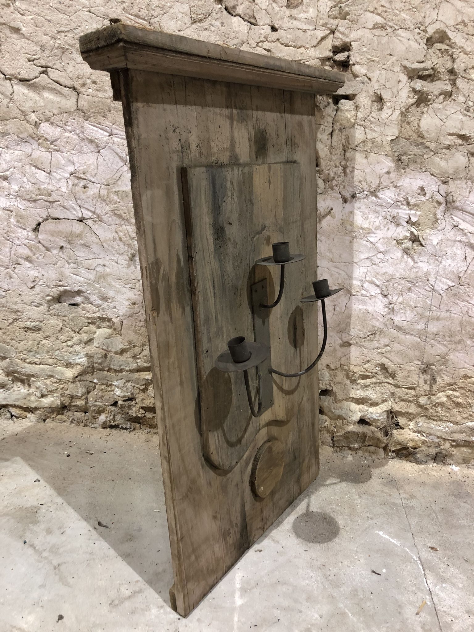 Decorative wall lamp in old wood