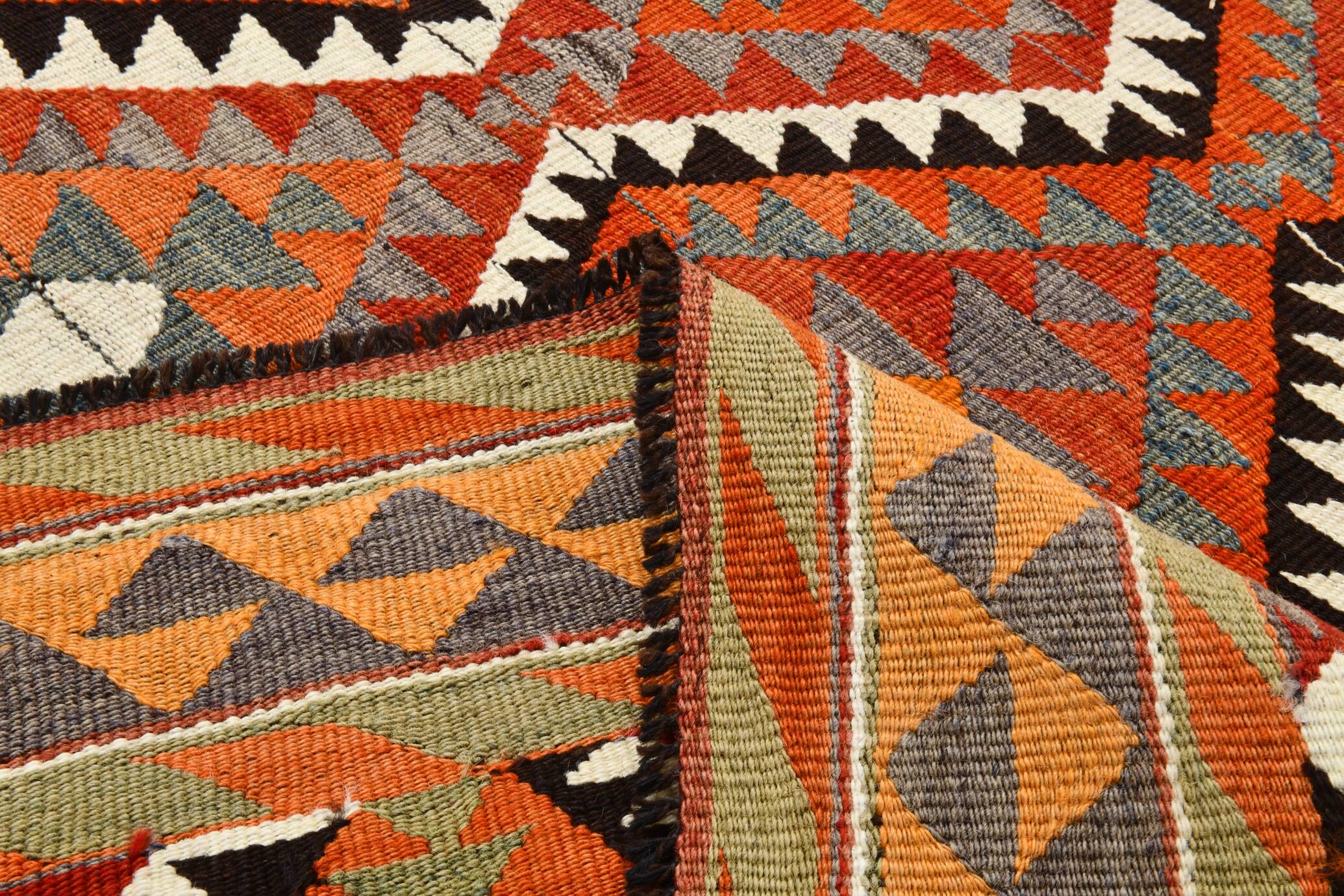 5x10 Red Green Tribal Handmade Vintage Kilim Rug, 165x315Cm