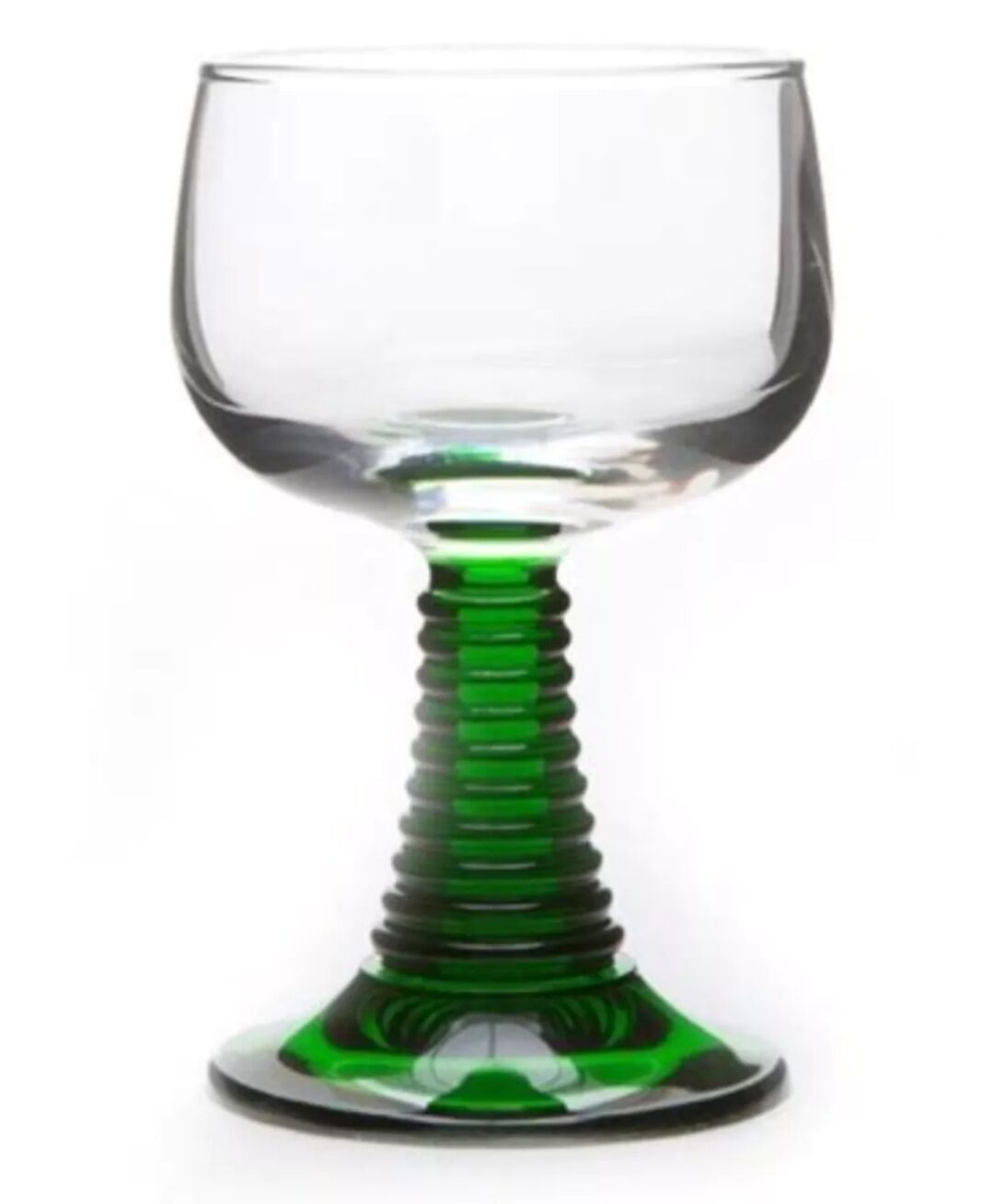 6 verres à vin d'Alsace pied torsadé vert
