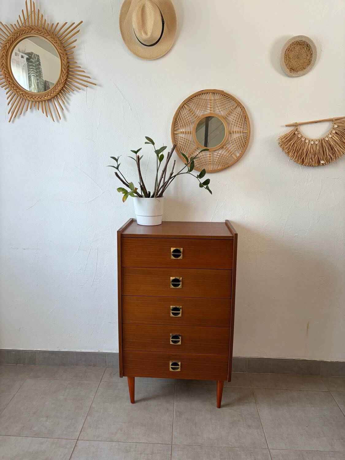 Vintage teak chest of drawers/commode