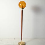 Teak and Amber colored Glass Floor Lamp