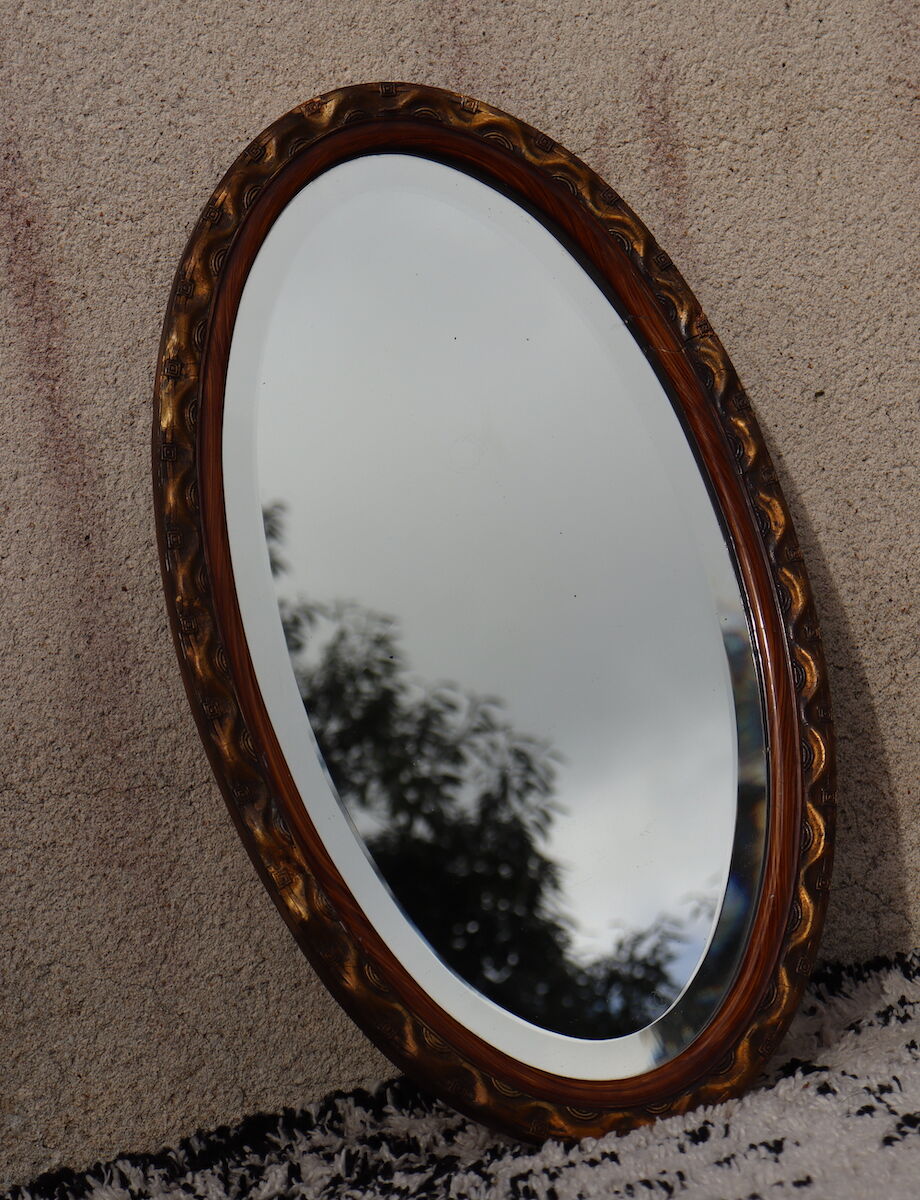 Miroir ovale biseauté Art déco