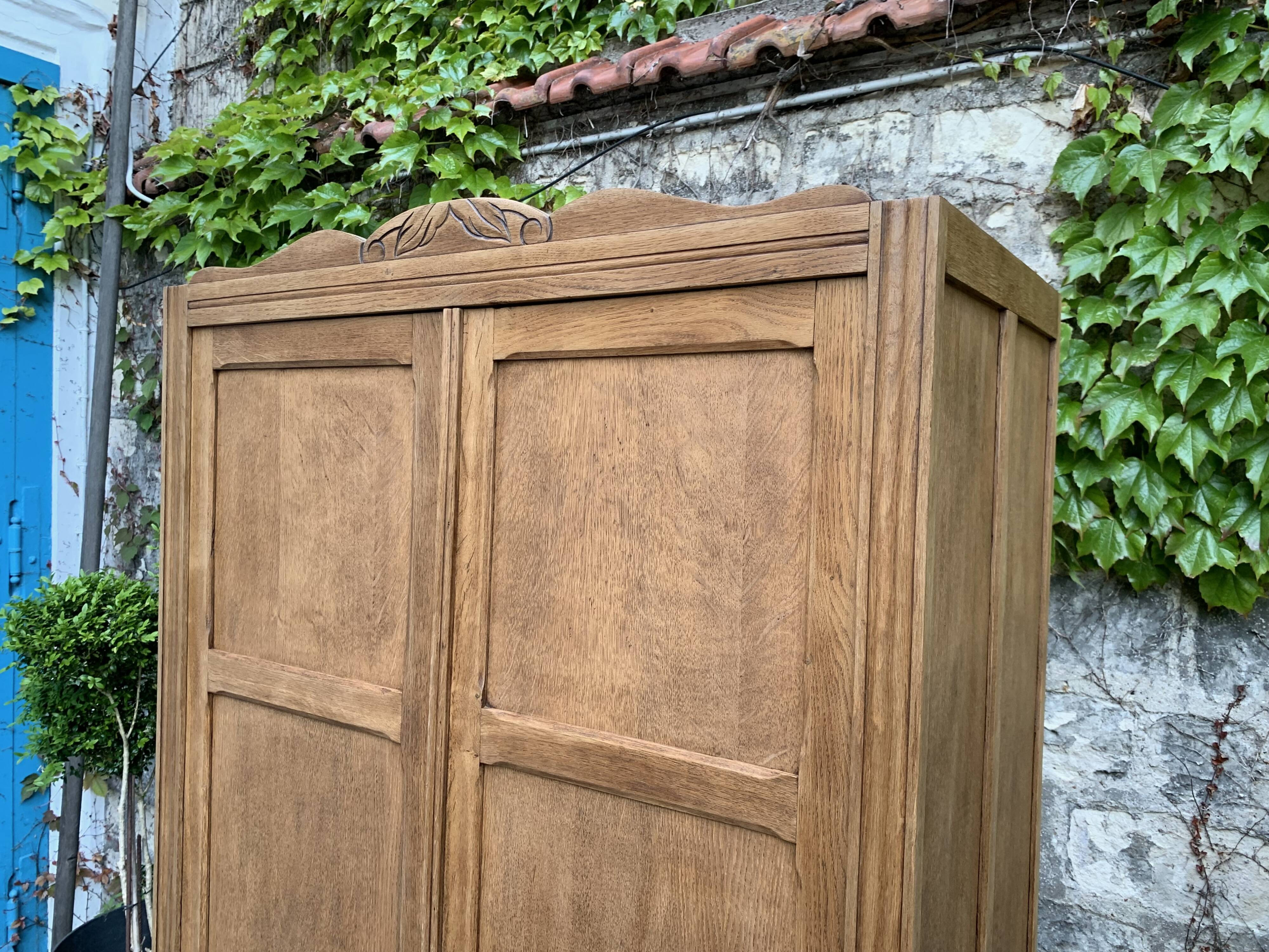 Parisian wardrobe, art deco raw wood wardrobe, 1930