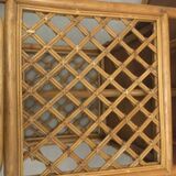 Table and 2 armchairs set in rattan and wicker, 70s/80s