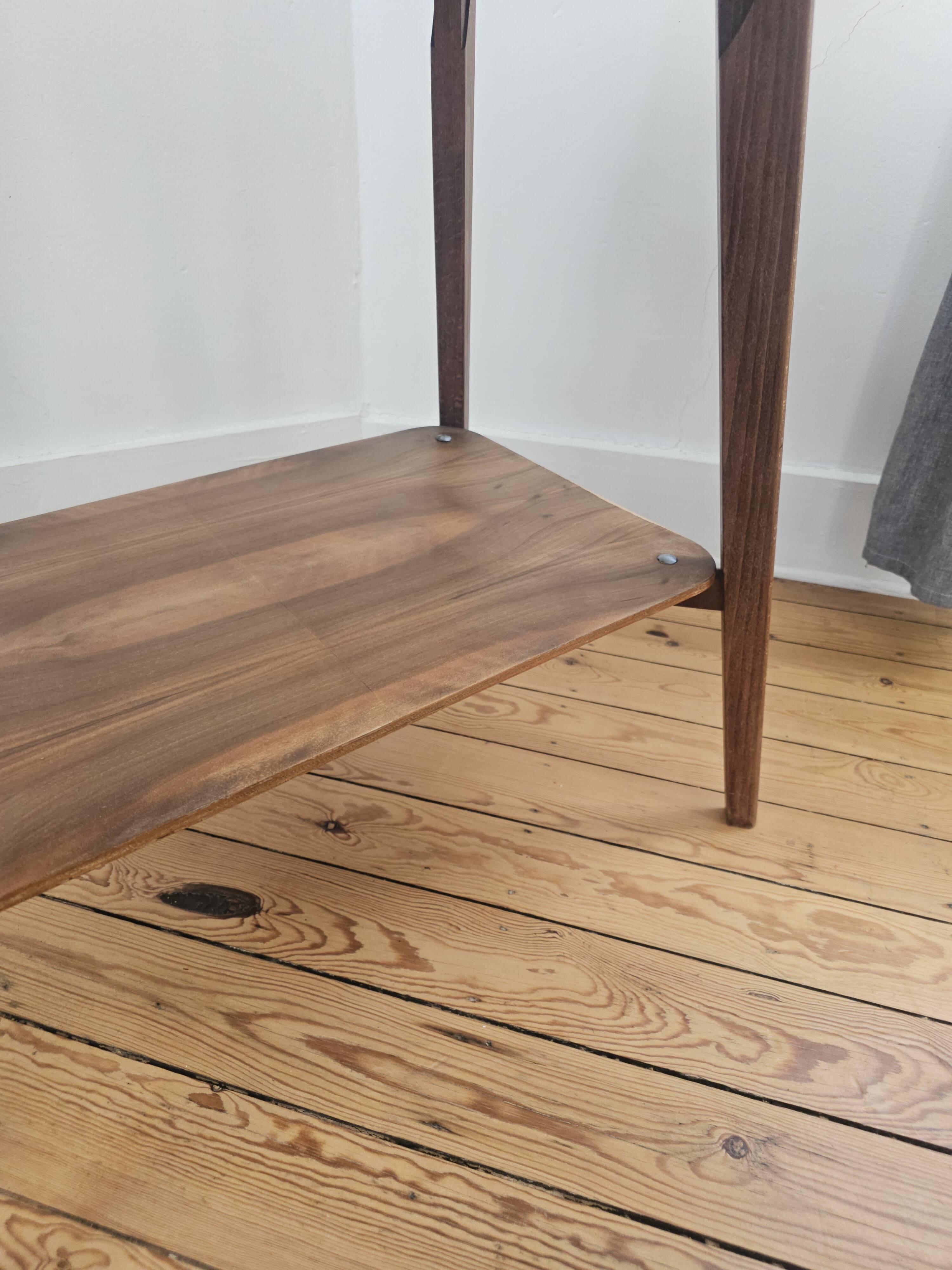 Vintage side table with double top in Scandinavian style.