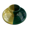 Two-tone ceramic shell with vintage green and yellow enamelled 1950