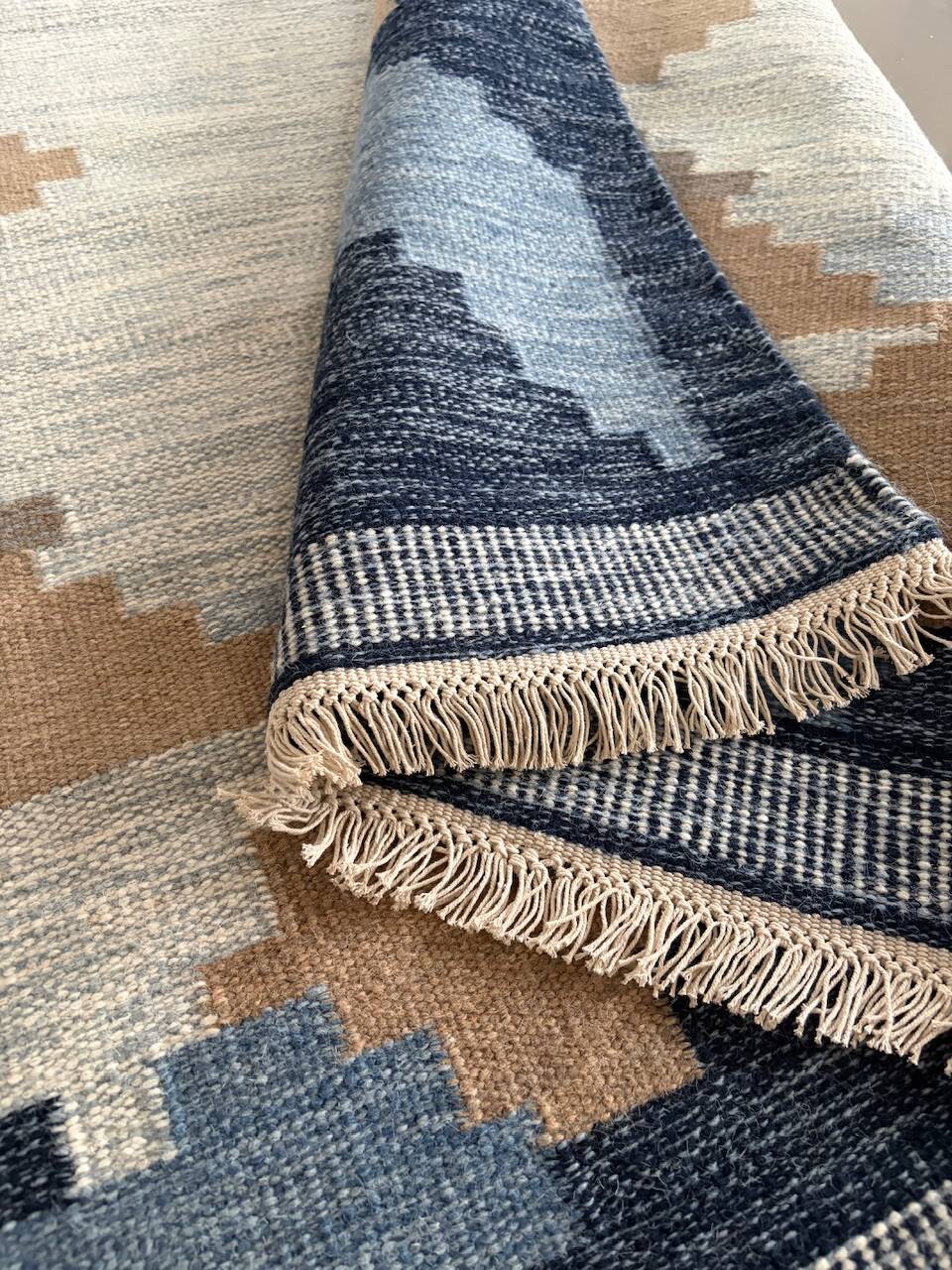 Handwoven large  rollakan reversible rug wool, scandinavian design
