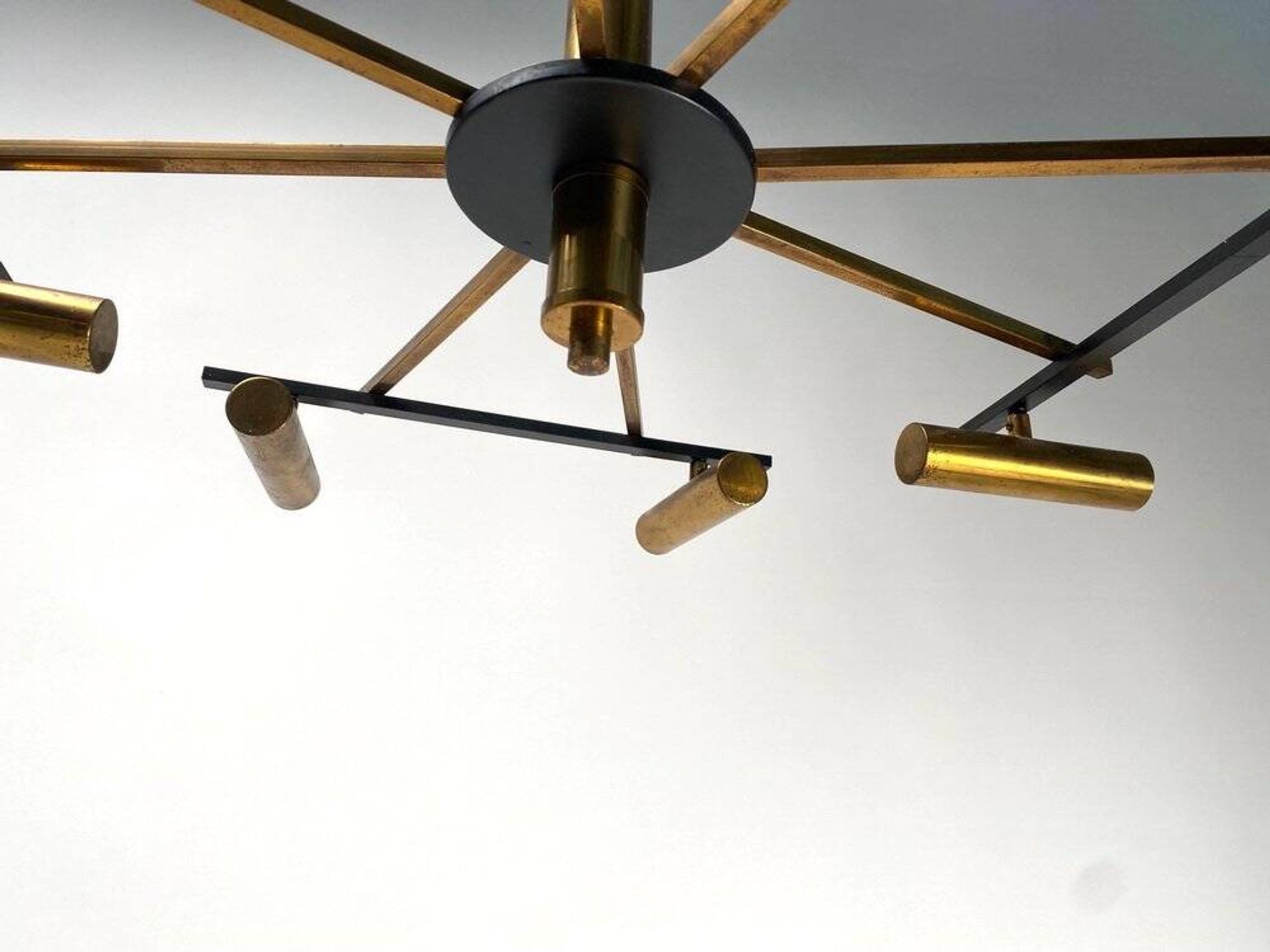 Mid-Century Ceiling Light in Brass & Metal from Stilnovo, Italy, 1950s