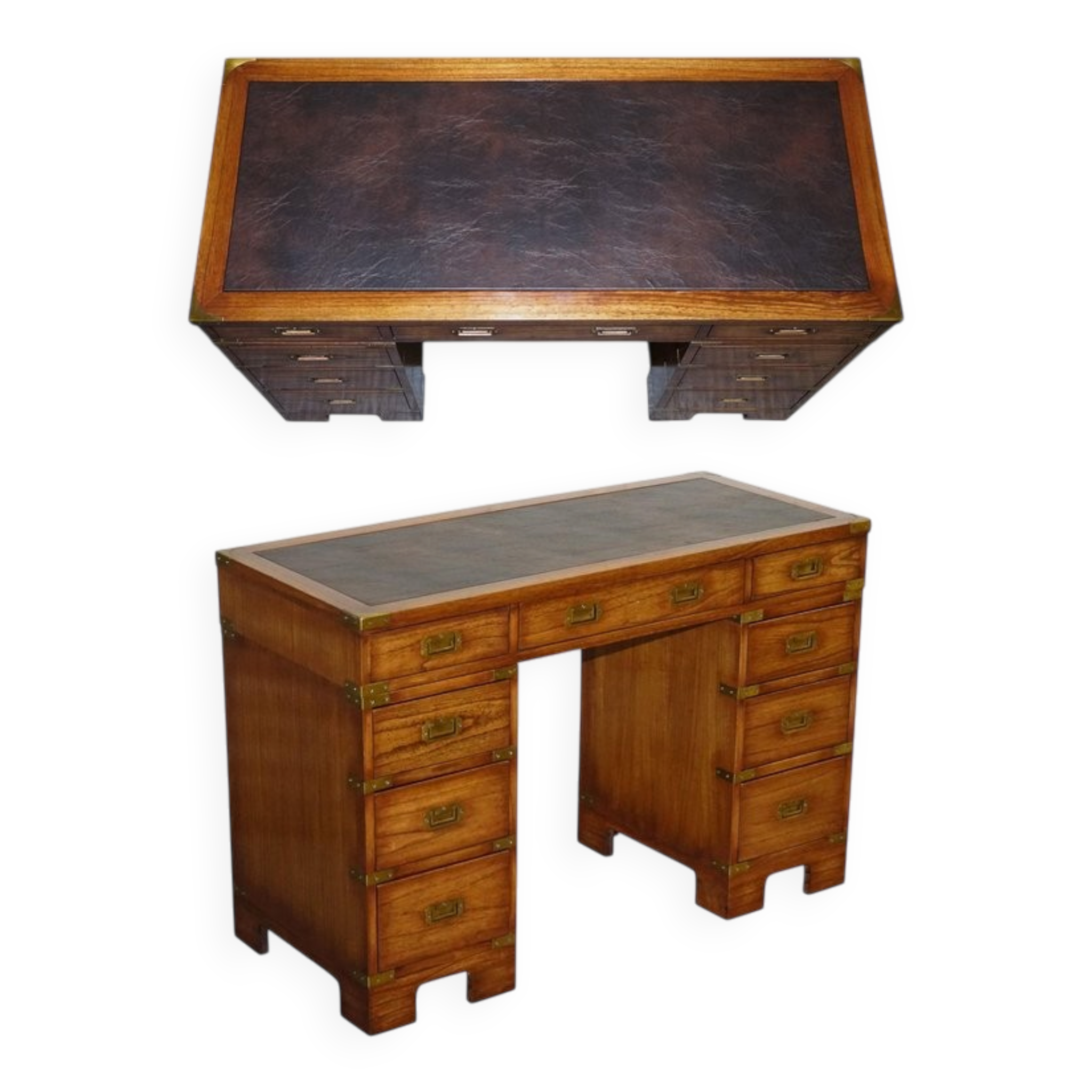 Vintage Military Campaign Desk with Brass Fittings
