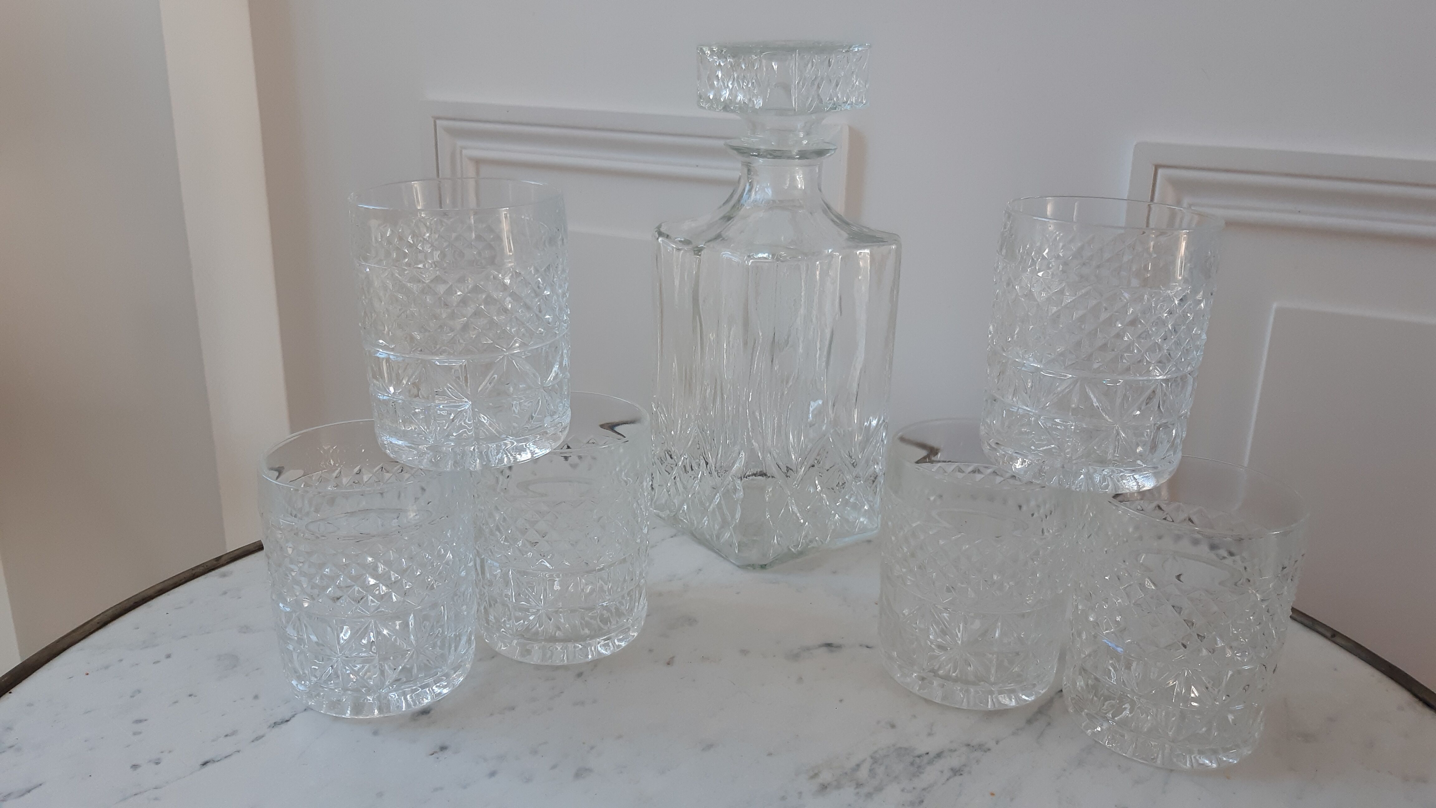 Ensemble de carafe et verres à whisky années 70