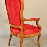 Fauteuil Louis Philippe en noyer XIXème